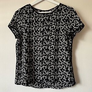 Black & White Print H&M Short Sleeve Blouse